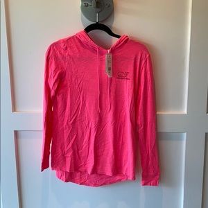 Bright Pink Long Sleeve hooded Tee